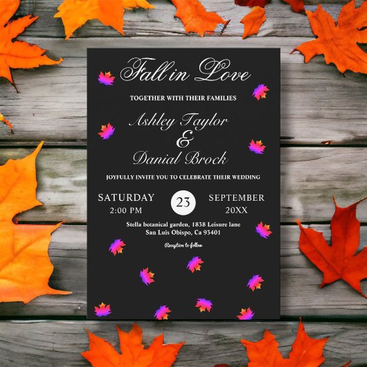 秋インラブブラックアンドホワイト素朴秋の結婚式 招待状