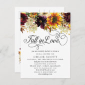 秋インラブブルガンディサンフラワーブライダルシャワー ポストカード (正面/裏面)