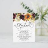 秋インラブブルガンディサンフラワーブライダルシャワー ポストカード (スタンド正面)