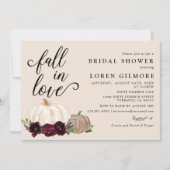 秋インラブブルガンディボホパンプキンブライダルシャワー 招待状 (正面)