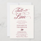 秋インラブブルガンディロマンチックリーフブライダルシャワー 招待状 (正面)