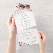 秋インラブブルゴーニュパンプキン結婚ズ オールインワン招待状 (貼ってはがせる)