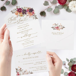 秋インラブブルゴーニュパンプキン結婚ズ オールインワン招待状