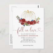 秋インラブブルゴーニュフローラパンプキンブライダルシャワー ポストカード (正面/裏面)