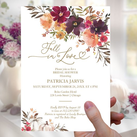 秋インラブブルゴーニュフローラブライダルシャワー 招待状