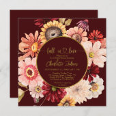 秋インラブブルゴーニュリースフローラブライダルシャワー 招待状 (正面/裏面)