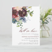 秋インラブブルゴーニュ&ネイビーフローラブライダルシャワー 招待状 (スタンド正面)