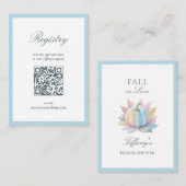 秋インラブブルーパンプキンブライダルシャワーレジストリ エンクロージャーカード (正面/裏面)