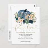 秋インラブブルーフローラパンプキンブライダルシャワー ポストカード (正面/裏面)