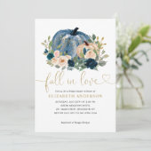 秋インラブブルーフローラパンプキンブライダルシャワー 招待状 (スタンド正面)