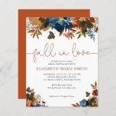 秋インラブブルーフローラブライダルシャワー招待 (正面/裏面)