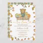 秋インラブベアパンプキンベビーシャワー秋秋 招待状 (正面/裏面)