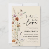 秋インラブベージュワイルドフラワーブライダルシャワー 招待状 (正面)