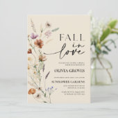 秋インラブベージュワイルドフラワーブライダルシャワー 招待状 (スタンド正面)