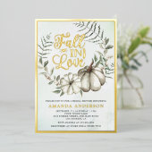 秋インラブホワイトパンプキンセージブライダルシャワー 箔招待状 (立ち正面)