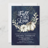 秋インラブホワイトパンプキンセージ海軍ブライダルシャワー 招待状 (正面)