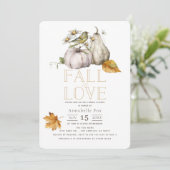 秋インラブホワイトパンプキンバードブライダルシャワー 招待状 (スタンド正面)