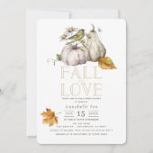 秋インラブホワイトパンプキンバードブライダルシャワー 招待状 (正面)