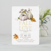 秋インラブホワイトパンプキンバードブライダルシャワー 箔招待状 (立ち正面)