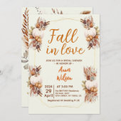 秋インラブホワイトパンプキンパンパブライダルシャワー 招待状 (正面/裏面)