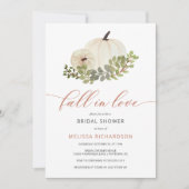 秋インラブホワイトパンプキンボタニカルブライダルシャワー 招待状 (正面)