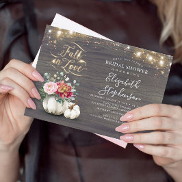 秋インラブホワイトパンプキン素朴ブライダルシャワー 招待状
