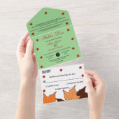 秋インラブボエレガントーセージ離れ秋の結婚式 オールインワン招待状 (貼ってはがせる)