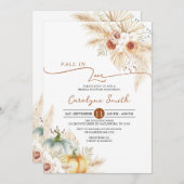 秋インラブボホパンパスグラスブライダルシャワー 招待状 (正面/裏面)