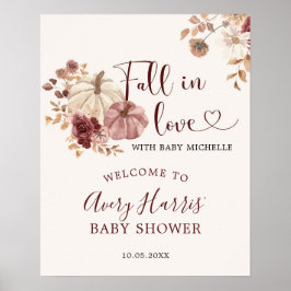 秋インラブボホフローラパンプキンウェルカムサイン ポスター