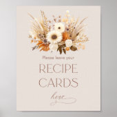 秋インラブボホフローラブライダルシャワーレシピカード ポスター (正面)