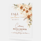 秋インラブボホフローラブライダルシャワー歓迎 アクリルサイン (傾斜)