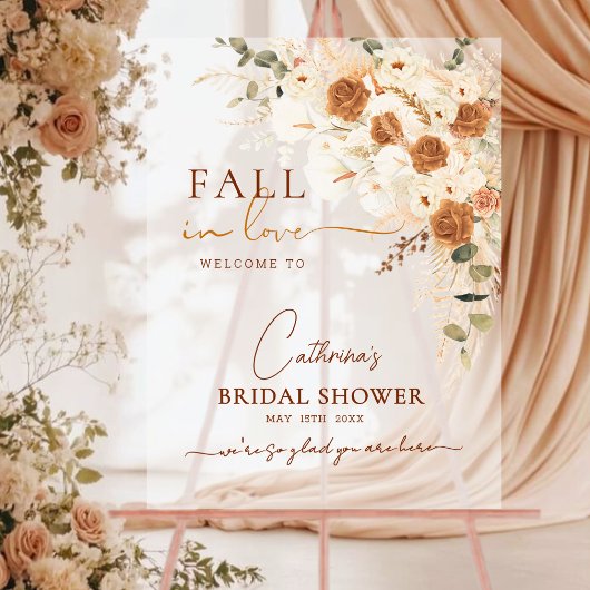 秋インラブボホフローラブライダルシャワー歓迎 アクリルサイン