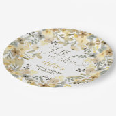 秋インラブボホフローラ秋シックブライダルシャワー ペーパープレート (アングル)