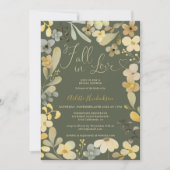 秋インラブボホフローラ秋シックブライダルシャワー 招待状 (正面)