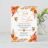 秋インラブボホフローラQRコード結婚ズ 招待状 (スタンド正面)