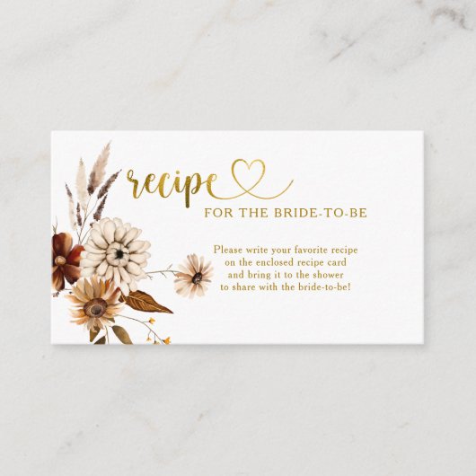 秋インラブボホブライダルシャワーレシピリクエスト エンクロージャーカード (正面)
