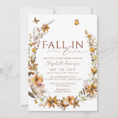 秋インラブボホワイルドフラワー素朴ズブライダルシャワー 招待状 (正面)