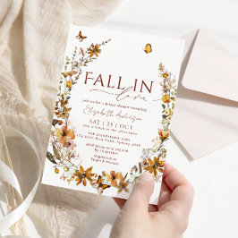 秋インラブボホワイルドフラワー素朴ズブライダルシャワー 招待状