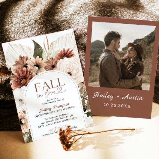 秋インラブボ素朴ホブライダルシャワーテラコッタ 招待状