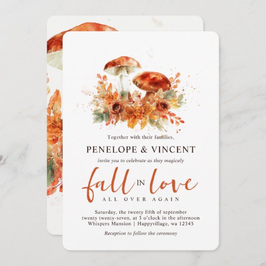 秋インラブマッシュルーム結婚式招待状 招待状 (正面/裏面)