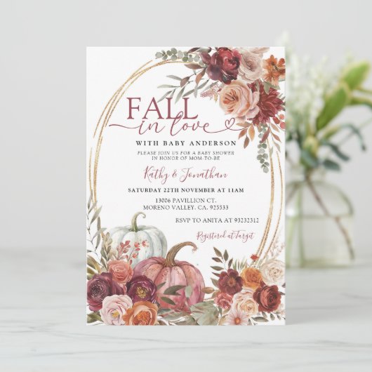 秋インラブマルサラカボンプキンフローラベビーシャワー 招待状 (スタンド正面)