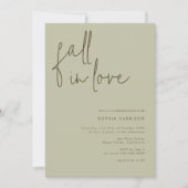 秋インラブミニマリストセージブライダルシャワー 招待状 (正面)