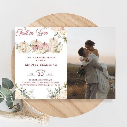 秋インラブミニマルブライダルシャワー 招待状