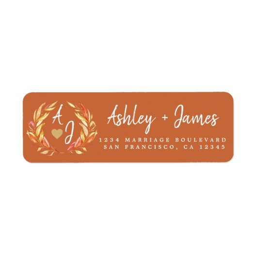 秋インラブモノグラム結婚差出人住所 ラベル (正面)