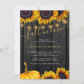 秋インラブラスティックフローラバーンウッドブライダルシャワー 招待状 (正面)