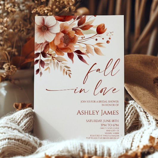 秋インラブラスティブルゴーニュフローラブライダルシャワー 招待状
