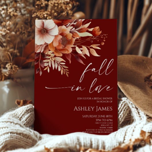 秋インラブラスティブルゴーニュフローラブライダルシャワー 招待状