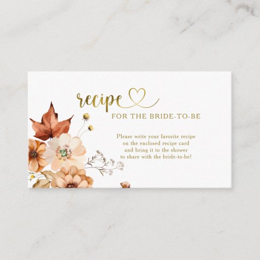秋インラブラストブライダルシャワーレシピリクエスト エンクロージャーカード (正面)