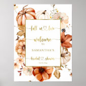 秋インラブラスト金ゴールドブライダルシャワーウェルカムサイン ポスター (正面)