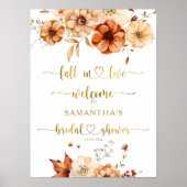秋インラブリストクリームブライダルシャワーウェルカムサイン ポスター (正面)